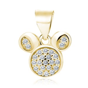 Pandantiv argint placat cu aur galben Mickey Mouse cu pietre DiAmanti Z1653CG_W-DIA (Argint 925‰ 1 g.)